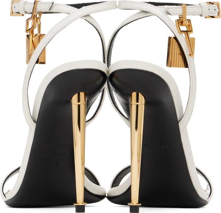 TOM FORD White Padlock Pointy Naked Heeled Sandals - Image 2