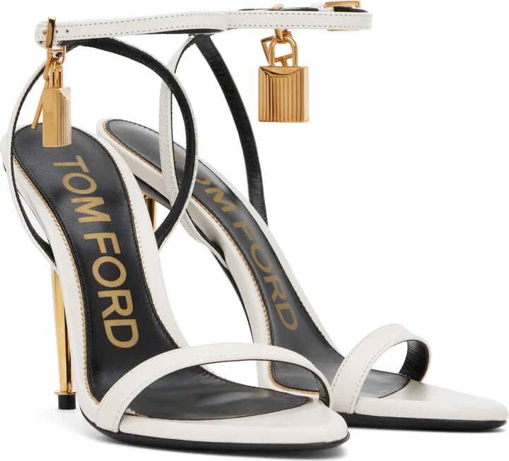 TOM FORD White Padlock Pointy Naked Heeled Sandals - Image 4