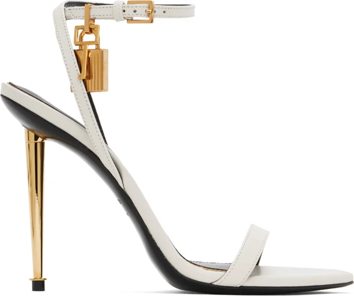 TOM FORD White Padlock Pointy Naked Heeled Sandals