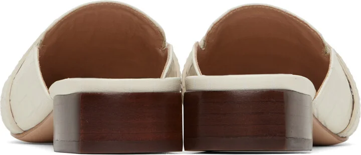 TOM FORD White Stamped Crocodile Slippers - Image 2