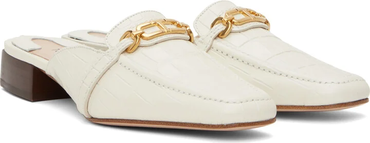 TOM FORD White Stamped Crocodile Slippers - Image 4