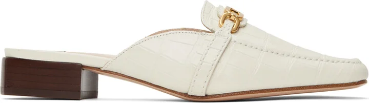 TOM FORD White Stamped Crocodile Slippers