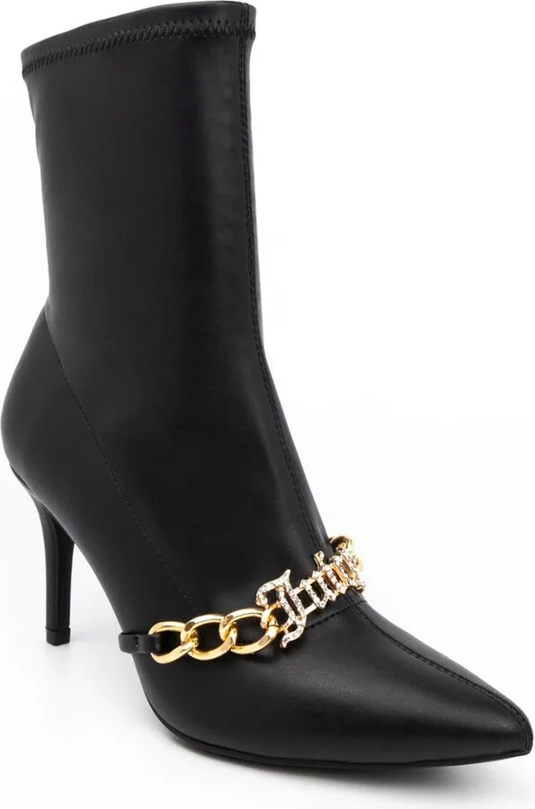Tommi Womens Chain Faux Leather Ankle Boots