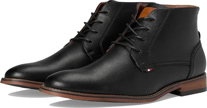 Tommy Hilfiger Bage Men's Boots Black Tumble : 9.5 M, Leather/Rubber
