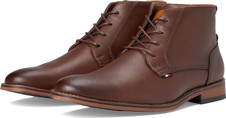 Tommy Hilfiger Bage Men's Boots Medium Brown Tumble : 11 M, Leather/Rubber