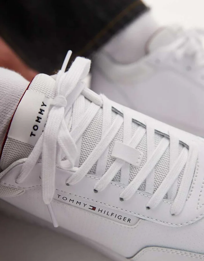 Tommy Hilfiger basket sneakers with perforated details in white - Image 4