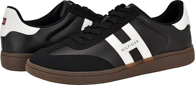 Tommy Hilfiger Berge Men's Shoes Black/White : 7 D - Medium, Leather/Suede