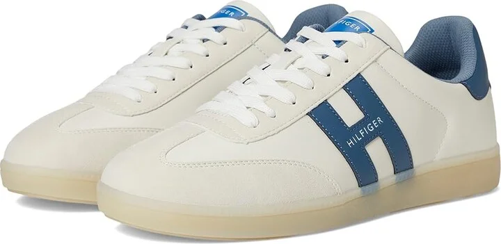 Tommy Hilfiger Berge Men's Shoes White/Teal : 9.5 D - Medium, Rubber/Suede/Synthetic