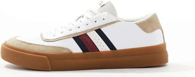 Tommy Hilfiger Court sneakers in white and beige with gum sole - Image 2