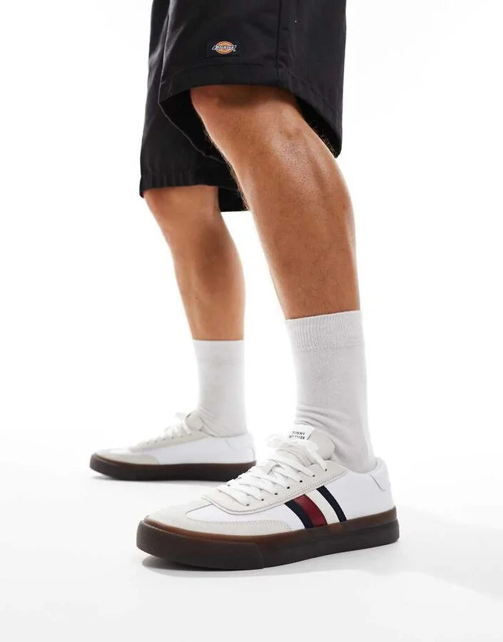 Tommy Hilfiger cupset sneakers in white with gum sole
