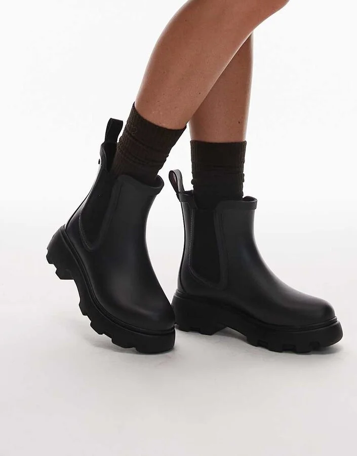 Tommy Hilfiger flag logo rubber boots with lining in black