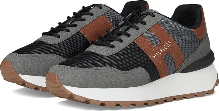 Tommy Hilfiger Gani Men's Shoes Grey/Cognac : 11 M, Polyester