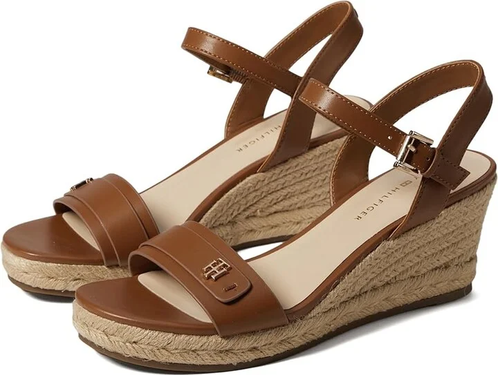 Tommy Hilfiger Genavo Women's Sandals Brown : 10 M, Leather/Rubber