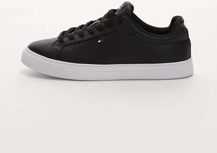 Tommy Hilfiger icon leather court sneakers in black - Image 2