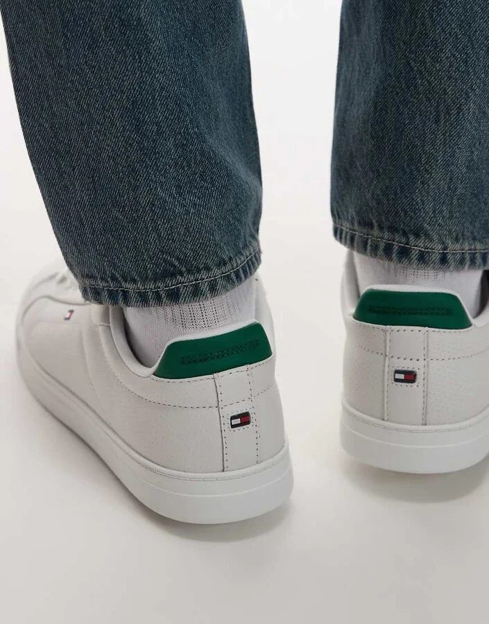 Tommy Hilfiger icon leather court sneakers in white - Image 3