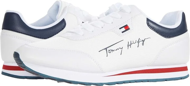 Tommy Hilfiger Laces Women's Shoes White/White/Navy : 6 M, Synthetic/Textile