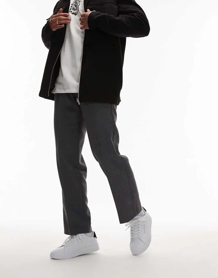 Tommy Hilfiger leather court sneakers in white and navy - Image 3