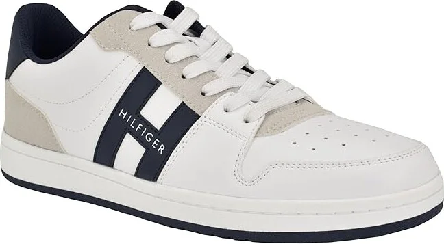 Tommy Hilfiger Lildar Men's Shoes White/Navy/Grey : 9 M, Leather/Rubber/Suede - Image 5