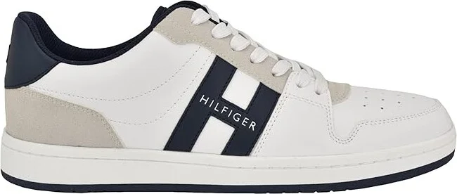 Tommy Hilfiger Lildar Men's Shoes White/Navy/Grey : 9 M, Leather/Rubber/Suede - Image 6