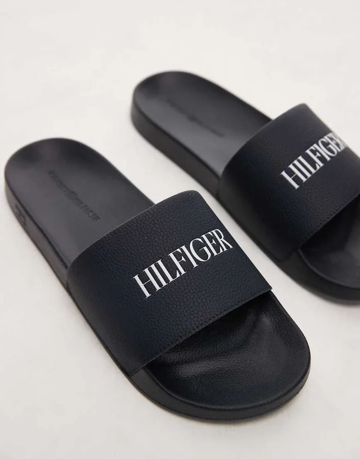 Tommy Hilfiger logo slides in navy - Image 3