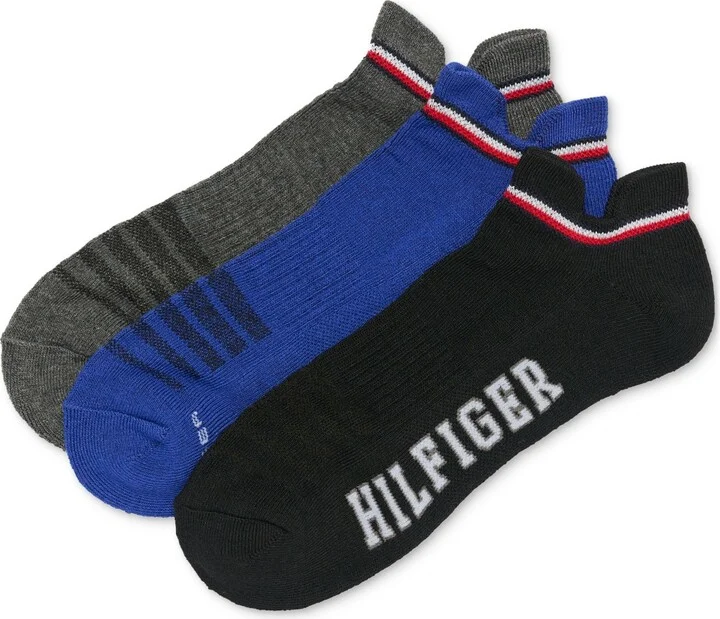Tommy Hilfiger Men's 3-Pk. Logo Double Tab Cushioned No-Show Socks