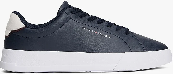 Tommy Hilfiger Men's Coated Leather Court Sneaker - Navy - US 7.5 / EU 40