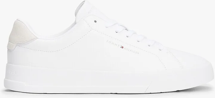 Tommy Hilfiger Men's Coated Leather Court Sneaker - White - US 7.5 / EU 40