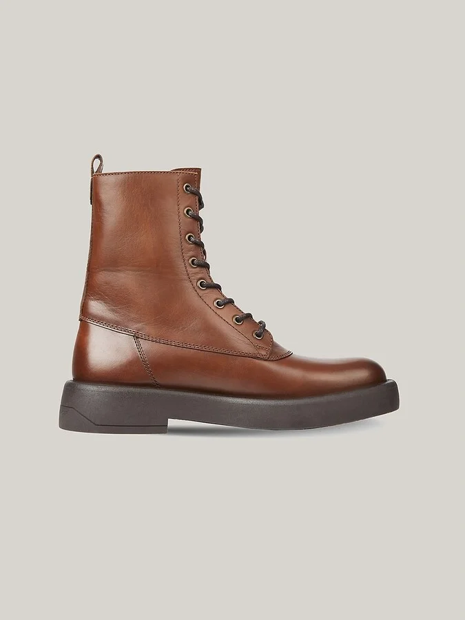 Tommy Hilfiger Men's Cognac Leather Boot - Brown - US 11 / EU 44
