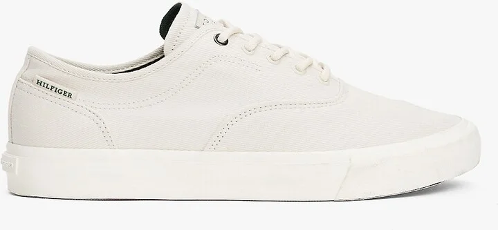 Tommy Hilfiger Men's Embossed Logo Canvas Sneaker - White - US 7.5 / EU 40