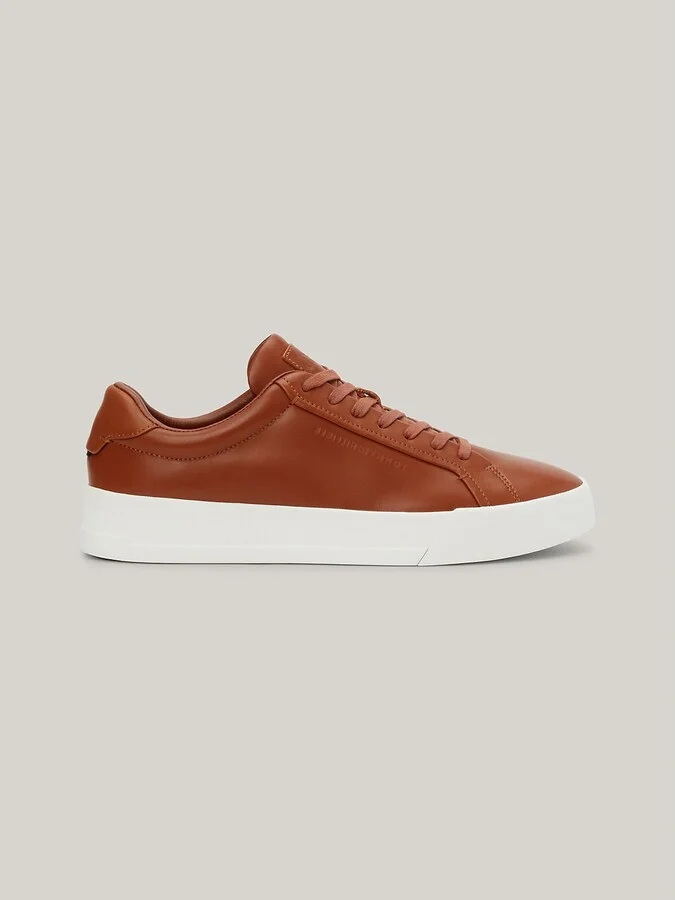 Tommy Hilfiger Men's Leather Cupsole Sneaker - Brown - US 7.5 / EU 40