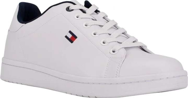 Tommy Hilfiger Men's Lendar Flag Logo Lace Up Sneakers - White, Navy Multi