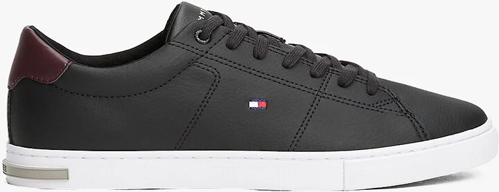 Tommy Hilfiger Men's Low Cut Logo Leather Mix Sneaker - Black - US 6.5 / EU 39