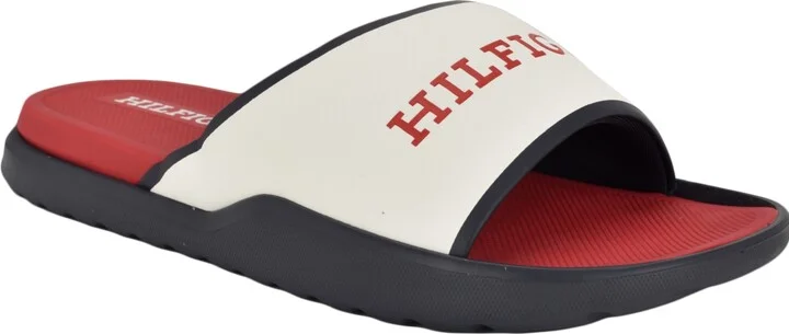 Tommy Hilfiger Men's Marson Fashion Slides - White, Navy multi
