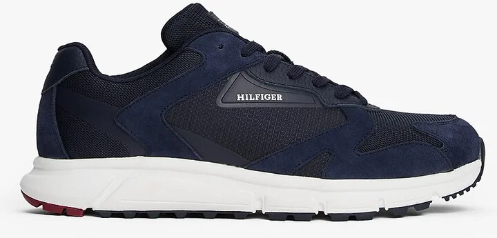 Tommy Hilfiger Men's Mixed-Texture Suede Runner Sneaker - Blue - US 7.5 / EU 40