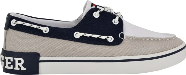 Tommy Hilfiger Men's Rice Two Eye Boat Sneakers - Gray, White, Navy - Image 2