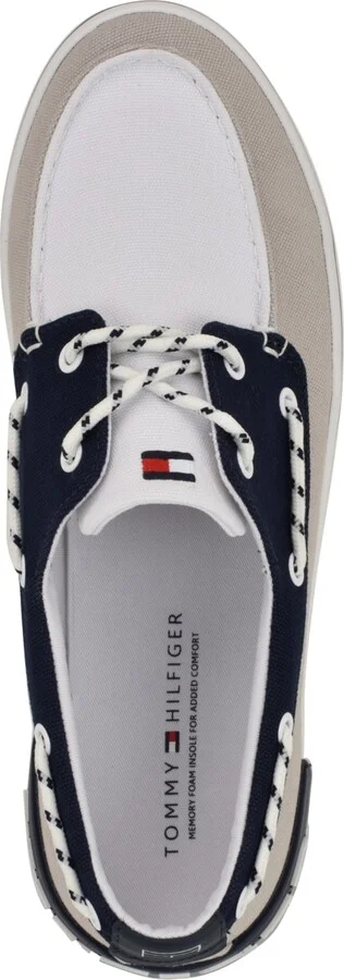 Tommy Hilfiger Men's Rice Two Eye Boat Sneakers - Gray, White, Navy - Image 4