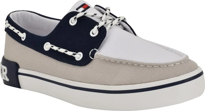 Tommy Hilfiger Men's Rice Two Eye Boat Sneakers - Gray, White, Navy