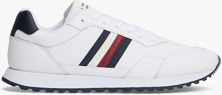 Tommy Hilfiger Men's Signature Stripe Leather-Mix Sneaker - White - US 7.5 / EU 40
