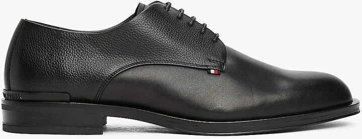 Tommy Hilfiger Men's Textured Leather Derby Shoe - Black - US 7.5 / EU 40