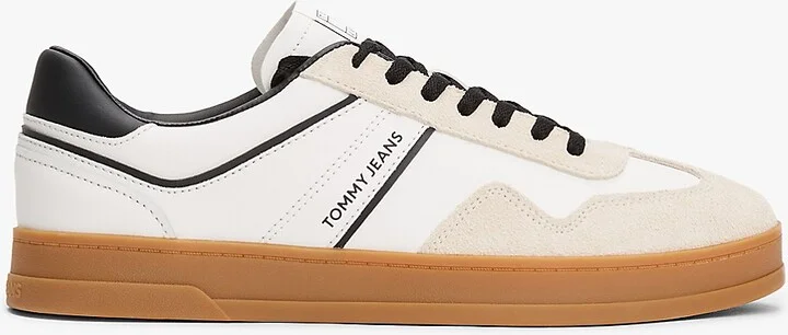 Tommy Hilfiger Men's Tommy Jeans Low-Top Leather Mix Sneaker - White - US 7.5 / EU 40