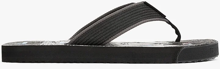 Tommy Hilfiger Men's Tommy Jeans Palm Print Beach Flip-Flop - Black - US 10 / EU 43