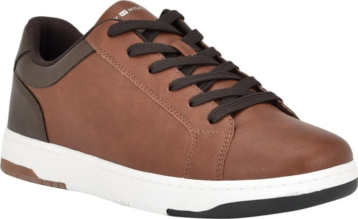 Tommy Hilfiger Men's Trapeze Lace Up Low Top Sneakers - Cognac, Dark Brown