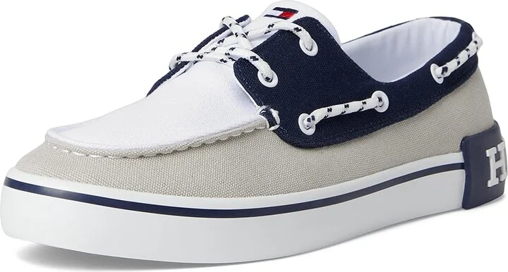 Tommy Hilfiger Rice Men's Shoes Grey/White/Navy : 7 D - Medium, Canvas - Image 5