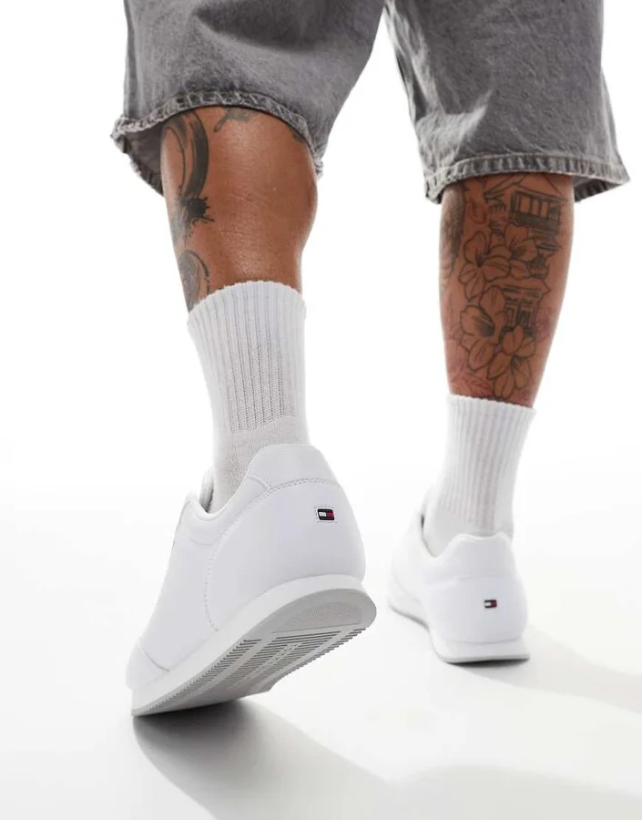 Tommy Hilfiger runner stripe sneakers in white - Image 4