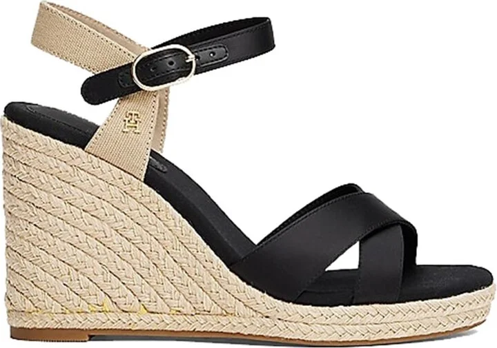 Tommy Hilfiger Satin High Wedge Espadrille Shoes
