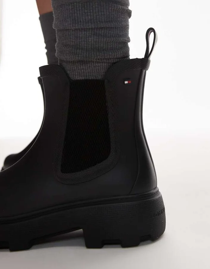 Tommy Hilfiger short rubber boots in black - Image 3