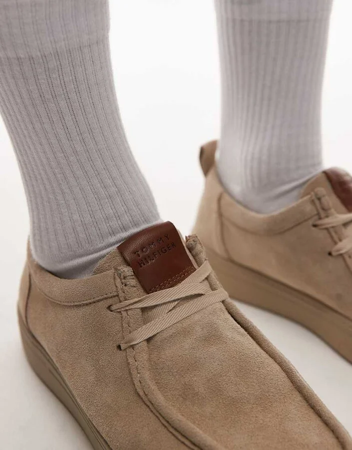 Tommy Hilfiger suede moccasin shoes in beige - Image 4