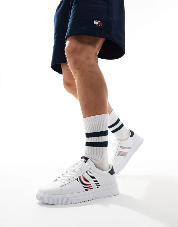 Tommy Hilfiger supercup leather sneakers in white - Image 4