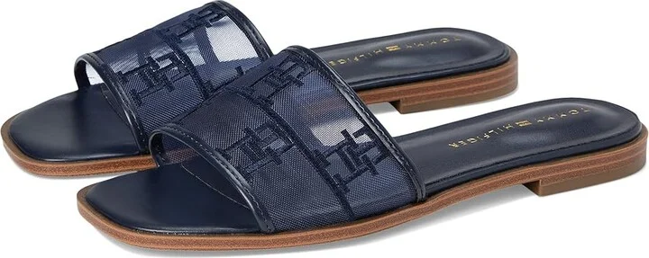 Tommy Hilfiger Tesia Women's Sandals Dark Blue Mesh Logo : 6.5 M, Synthetic