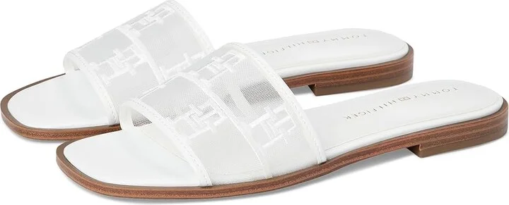 Tommy Hilfiger Tesia Women's Sandals White Mesh Logo : 5 M, Synthetic